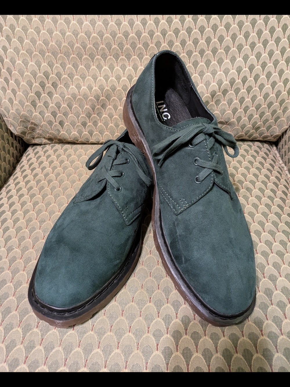 I.N.C. International Concepts Suede Oxfords Green Shoes Mens Size 12 US Macys